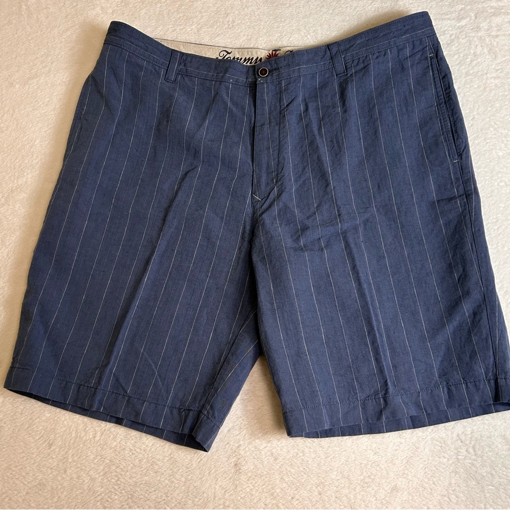Tommy Bahama Men's Shorts Size 42 Blue Striped Linen Silk Blend Pockets